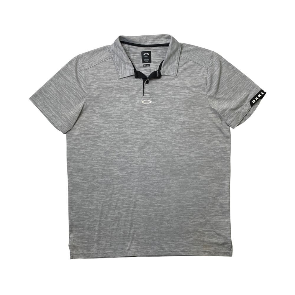 Oakley Polo Shirt Mens XL Gray Gravity Regular Fit Heathered Performance Golf